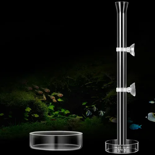 Miniatura 10 de Chengu Juego de 3 tubos y platos de alimentación de camarones, tubo de alimentación de camarones de vidrio de 8 pulgadas y 2 cuencos de acuario