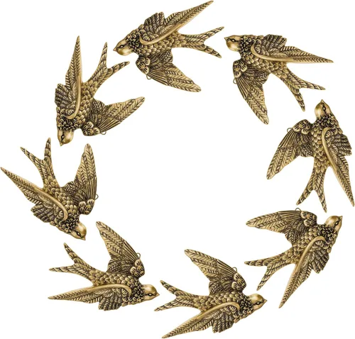 Miniatura 12 de Kathfly 2 piezas de escultura de pared vintage de resina dorada 3D, decoración de pared de latón dorado flotante para sala de estar, jardín al aire