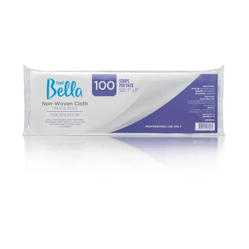 Depil Bella Tiras de cera de tela no tejida | 100% fibra natural | Para depilación en casa y uso profesional (100 tiras)
