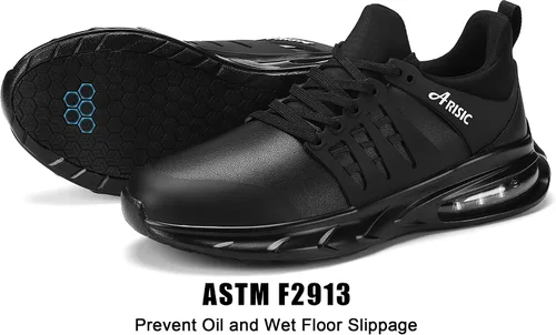 Miniatura 6 de ARISIC Zapatos de trabajo antideslizantes para hombres, zapatillas de deporte impermeables para restaurante para hombres, zapatos Trabajo Comfort
