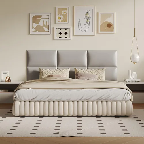 Miniatura 16 de Cabecero de palo color beige - Juego de 6 paneles montados en la pared para camas tamaño Queen, 61 x 30 cm, cabecero decorativo de fácil instalación