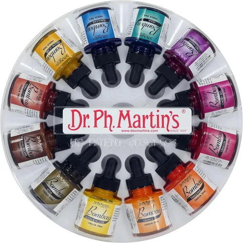 Dr. Ph. Martin's Bombay India, botellas de tinta, 1.0 Onza, empaque de 12 (2 juegos distintos)