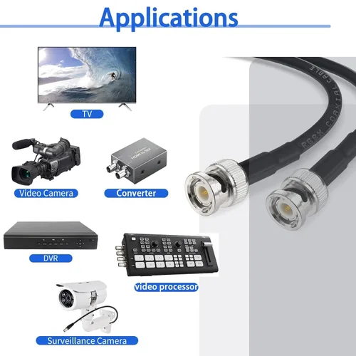 Miniatura 3 de Superbat Cable BNC a BNC de 6 pies, cable coaxial RG8X de 50 ohmios con conductor de cobre puro, puente macho BNC resistente para radio
