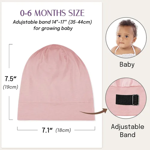 Miniatura 5 de OLESILK Gorro de Seda para Bebé de 0-6 Meses - Gorro de Cabello para Niños Pequeños de Seda de Morera 100%, Gorro de Noche Ajustable para Dormir