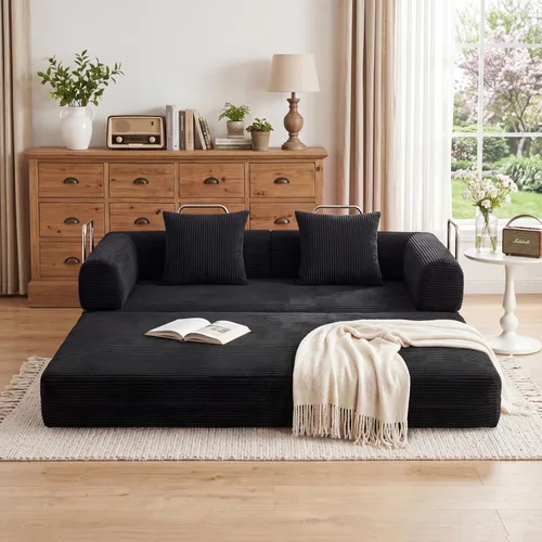 Miniatura 12 de Sofá cama convertible de 59.0 pulgadas, sofá cama futón 4 en 1, sofá cama extraíble, sofá cama sin hueso para sala de estar, sofás de pana sin hueso