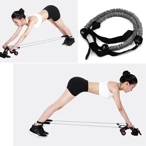 Miniatura 6 de 2 bandas elásticas de ejercicio para rueda abdominal de 19.7 pulgadas, cuerdas de rodillo abdominal, cuerdas de resistencia al ejercicio, correas