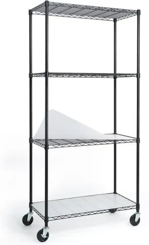Miniatura 18 de CAPHAUS NSF - Estantería de alambre de grado comercial de alta resistencia con ruedas, patas niveladoras y forros, estante de metal