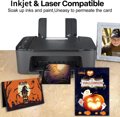 Miniatura 4 de 50 paquetes de cartulina negra 8.5 x 11, Goefun papel de impresora de cartulina de 65 lb para Halloween, álbumes de recortes, manualidades