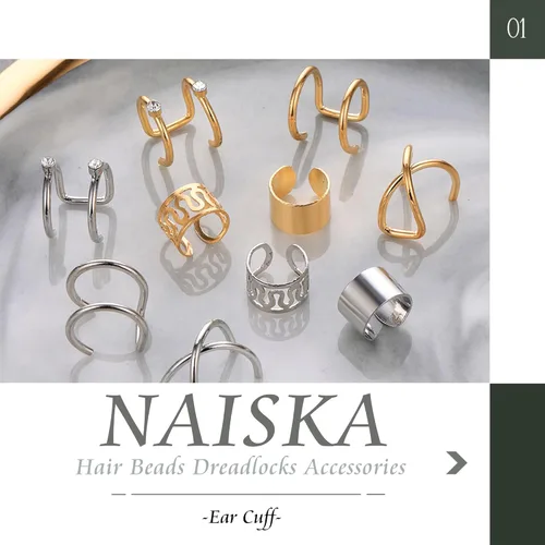 Miniatura 2 de NAISKA 24 piezas de joyería para el cabello con diamantes de imitación de cristal para trenzas, rastas, trenzas de cabello, puños de metal sin