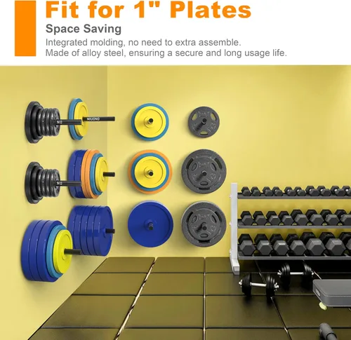 Miniatura 2 de Weight Plate Holder, Wall Mounted Weight Rack Storage for Weight Plates, Home Gym Organizer