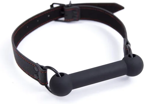 CLROY® Juguetes de cuero para bondage, mordaza de boca abierta de piel sintética con barra de silicona, restricciones de bondage, mordida, juguetes