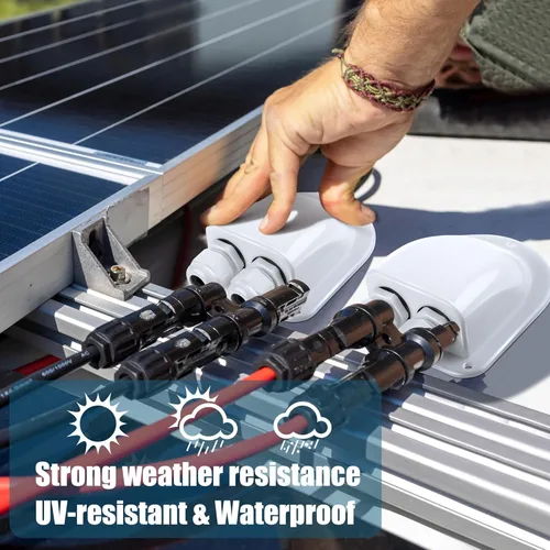 Miniatura 3 de Enhon Paquete de 2 prensaestopas solares de entrada de cable, resistente a la intemperie, carcasa de entrada de cable doble para todo tipo de Blanco