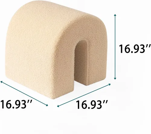 Miniatura 2 de SHYFOY Reposapiés otomano, reposapiés tapizado de 16.93 pulgadas con terciopelo suave de peluche, taburete en forma de N, taburete compacto y Camello