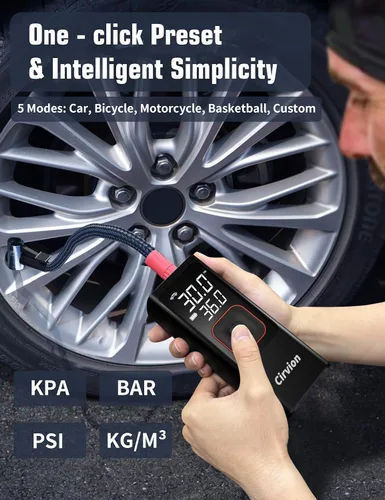 Miniatura 7 de Inflador de Neumáticos Compresor de Aire Portátil, 3 Veces Más Rápido 25000mAh 160 PSI Bomba de Aire para Neumáticos de Coche - Inalámbrica