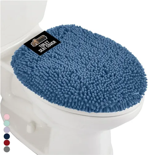 Miniatura 19 de GORILLA GRIP Funda gruesa de espuma viscoelástica para tapa y asiento de inodoro de baño, parte superior de terciopelo suave, lavable a máquina, Azul