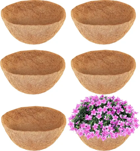 Miniatura 11 de LCHUANG Coco Liners para macetas – Paquete de 2 forros redondos para cestas colgantes de 12 pulgadas, forros de repuesto de fibra de coco 100%
