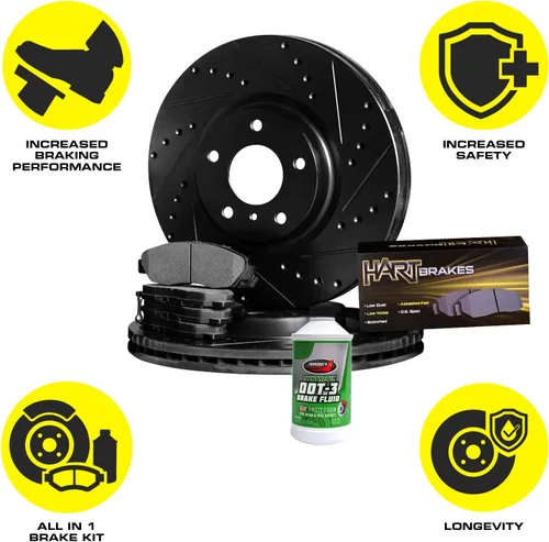 Miniatura 4 de Hart Brakes Kit Frenos y Rotores Traseros Pastillas de Freno Traseras Rotores y Pastillas de Freno Pastillas y Rotores de Freno Semimetálicos