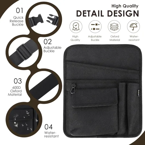 Miniatura 4 de Likesing Delantal de servidor, delantal de servicio con bolsillos para camarera, bolsa de herramientas de cintura para camarero con cinturón Negro