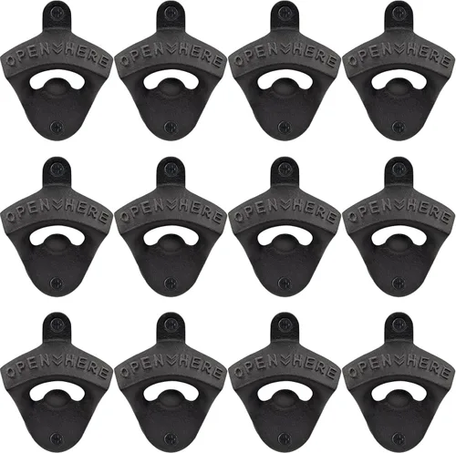 Miniatura 11 de Abrebotellas de cobre vintage montado en la pared de hierro fundido conjunto de cerveza ideal para hombres mujeres (3 piezas)
