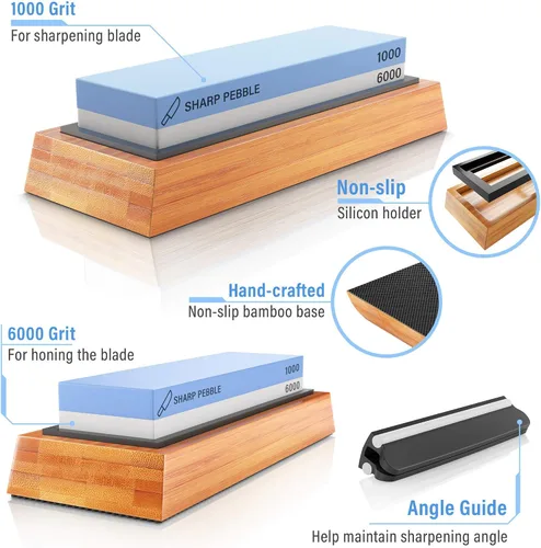 Miniatura 2 de Sharp Pebble Dos Lados 1000/6000 Grit Cuchillo Afilar Piedra y Carpintería Grano Dual Grit Afilar Piedras Grano 400 & 1000