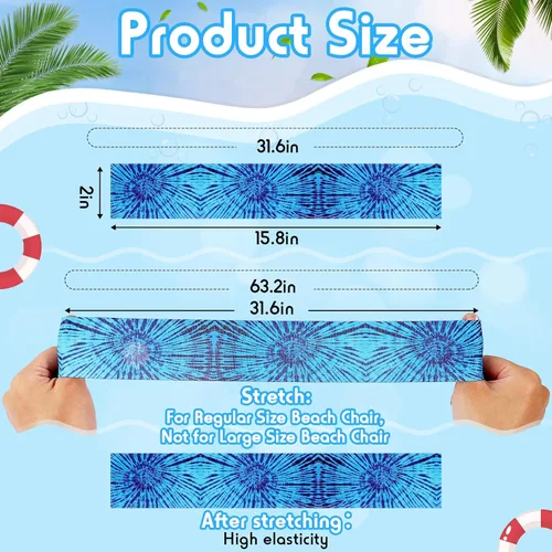 Miniatura 2 de Boao 8 Piezas Bandas de Toalla Grandes para Sillas de Playa 15.75" x 1.97" Bandas de Toalla para Sillas de Crucero Clips Elásticos a Prueba