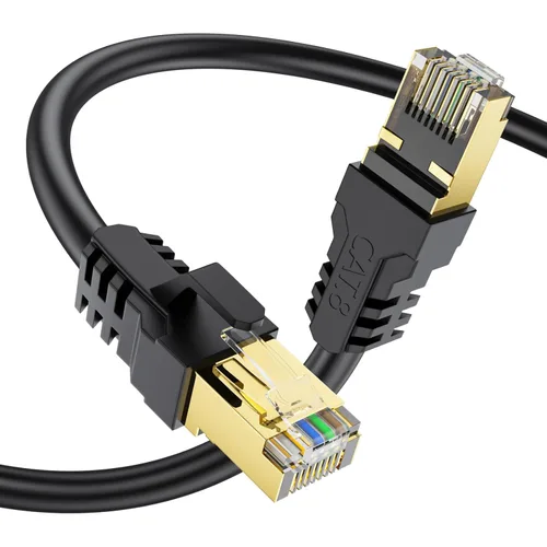 Miniatura 8 de Cable Ethernet Cat 8 de 3 pies, 6 pies, 10 pies, 20 pies, 40 pies, 50 pies, 100 pies, 150 pies, 40 pies, 40 Gbps, 2000 Mhz, 26 AWG, conector RJ45