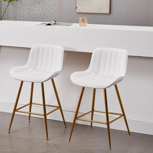 Miniatura 14 de Sidanli Blue - Juego de 2 taburetes de bar de terciopelo de 24 pulgadas con reposapiés, sillas de bar modernas para el hogar, isla de cocina, comedor