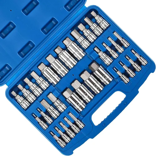 Miniatura 2 de MIXPOWER 33 unidades de 1/4 de pulgada, unidad de 3/8 pulgadas, juego de dados hexagonales maestros de 1/2 pulgadas, acero S2, SAE y métrico, broca