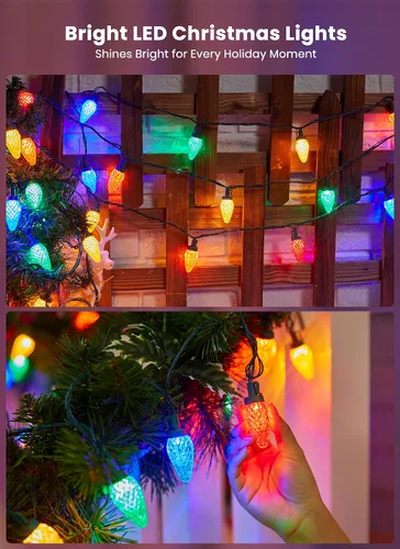 Miniatura 6 de Luces de Navidad C9 para exteriores, 114 pies, 150 luces LED C9 con temporizador y 8 modos de luz, luces impermeables de grado comercial conectables