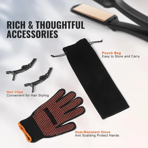 Miniatura 6 de Happybuy Plancha de pelo de titanio, ¡tu compañero de peinado ideal! Esta plancha de 1.5 pulgadas cuenta con calefacción por infrarrojos, una