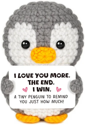 Miniatura 11 de Regalos para relaciones a larga distancia para novio, novia, amistad, regalos de Thinking of You para mejor amiga, pareja, pingüino de ganchillo