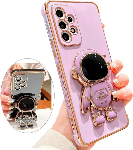 Miniatura 20 de Funda compatible con Samsung Galaxy Z Flip 5/Z Flip 6 con soporte, diseño de astronauta 3D de lujo para mujeres, funda protectora suave diseñada
