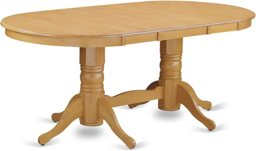 Miniatura 4 de East West Furniture VAGR9-OAK-W Juego de mesa de comedor de 9 piezas incluye una mesa de madera ovalada con hoja de mariposa y 8 sillas de comedor