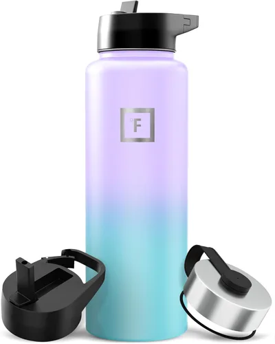 Miniatura 59 de IRON °FLASK Frasco de hidratación para acampar y senderismo con pajilla, botella de agua deportiva de acero inoxidable con aislamiento de boca Dark