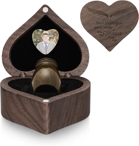 Miniatura 19 de Dletay Mini urnas para cenizas humanas, pequeñas urnas de cremación para hombres y mujeres, recuerdo de cenizas con caja cuadrada de madera de 1.18