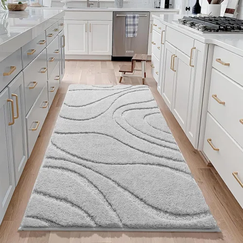 Miniatura 3 de DEXDE Alfombras de baño, alfombra de baño de microfibra lanuda de felpa suave, alfombras de baño antideslizantes para pasillo de suelo de baño, Gris