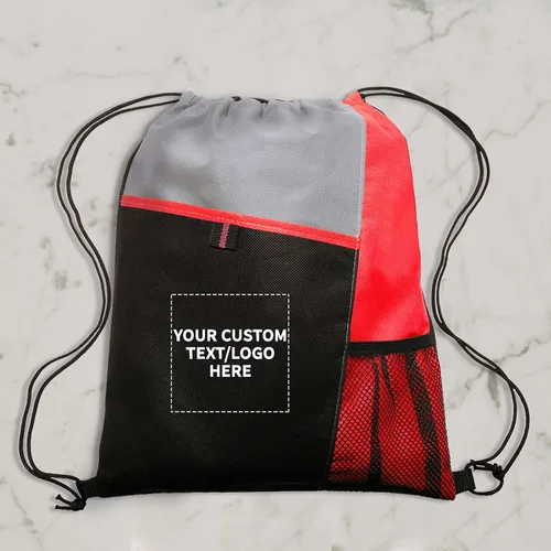 Miniatura 46 de DISCOUNT PROMOS Juego de mochilas con cordón no tejidas personalizadas de 10/50/100, paquete personalizado a granel