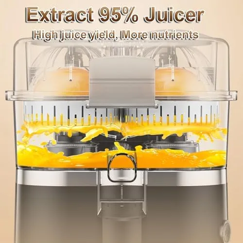 Miniatura 4 de Exprimidor eléctrico, máquina de jugo de cítricos de 100 W con capacidad de 16.9 fl oz, potente motor de 18000 rpm, piezas fáciles de limpiar