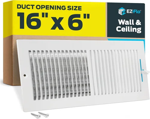 Miniatura 12 de EZ-FLO 61660 - Cubierta de ventilación de aire de 6 x 6 pulgadas (apertura de conducto) para pared o techo, registro de ventilación bidireccional