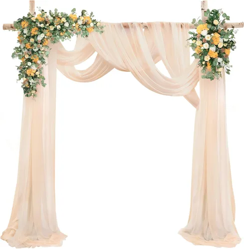 Cortinas para Arco de Boda de Tela de Gasa Champán Transparente para Telón de Fondo de Ceremonia y Decoración de Fiesta Nupcial 19 pies de Largo x