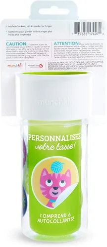 Miniatura 8 de Munchkin® Miracle® 360 - Vaso para beber con aislamiento, incluye calcomanías para personalizar la taza, 9 onzas, verde