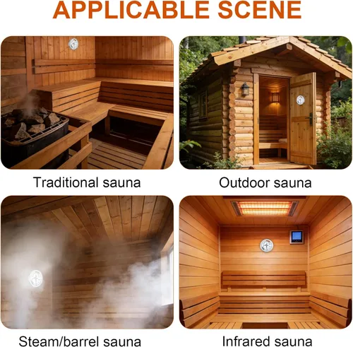Miniatura 5 de Combo de termómetro e higrómetro de sauna, medidor preciso de temperatura y humedad para sala de sauna, rango de temperatura 70-250°F, rango
