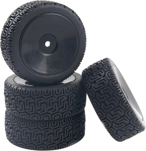 Llantas hexagonales RC de 0.472 in y neumáticos de goma compatibles con HSP Tamiya HPI Kyosho 1/10 On-Road Touring Car WLtoys 1/14 144001 Traxxas