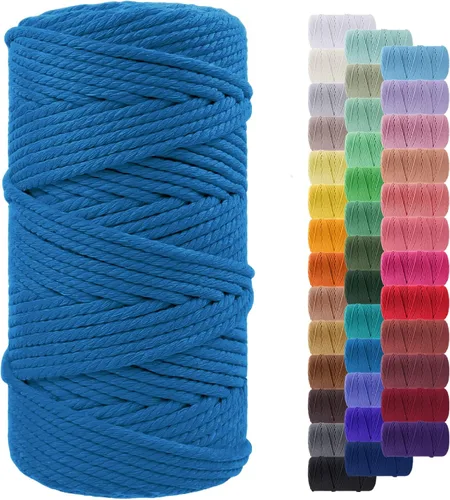 Miniatura 60 de Cuerda de macramé de 0.079 in para 219 yardas, cuerda de algodón natural para manualidades, hilo de cuerda de macramé de colores para colgar