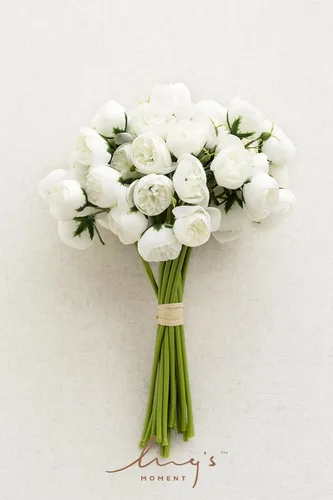 Miniatura 4 de Ling's Moment Rosa artificial de Constanze, 18 mini rosas de seda falsa con tallos, flores de relleno de boda de imitación a granel para bricolaje