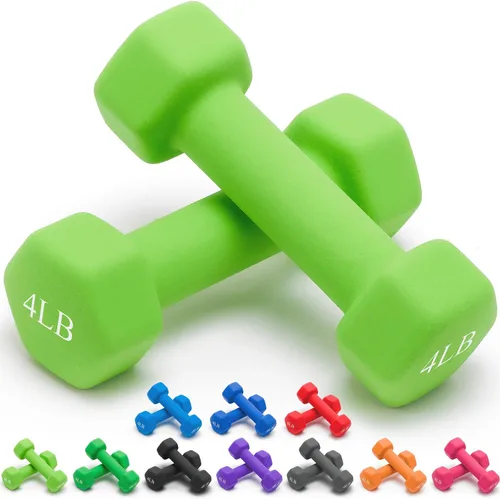 Miniatura 44 de Portzon Mancuernas con Pesos 10 Opciones de Colores Compatibles con Juego de 2 Mancuernas de Neopreno, 1-15 Libras, Antideslizantes, No se Ruedan