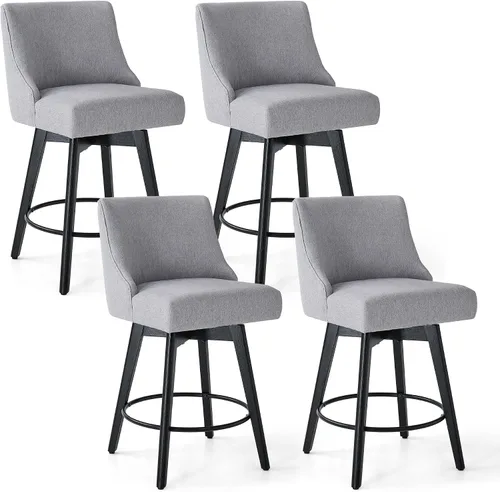 Miniatura 30 de Juego de 2 taburetes de bar giratorios de altura de mostrador, taburetes de bar de 26 pulgadas con reposapiés, taburetes de bar tapizados de piel