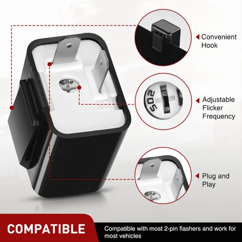 Miniatura 2 de Nilight 4 piezas relé intermitente ajustable de 2 pines, relé intermitente electrónico, 12V, corrige la señal de giro de motocicleta e intermitente