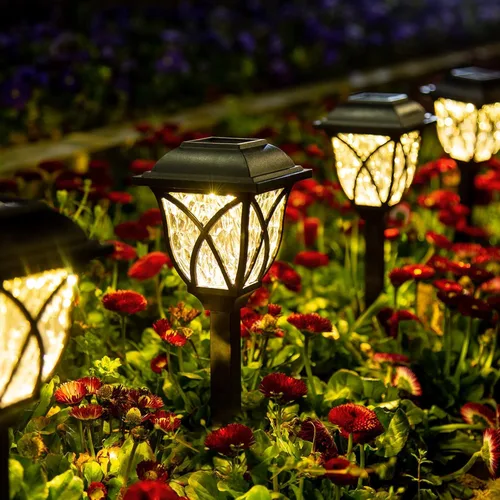 GIGALUMI Paquete de 6 luces solares impermeables para exteriores, luces LED solares de jardín, decoraciones al aire libre, decoración de jardín para