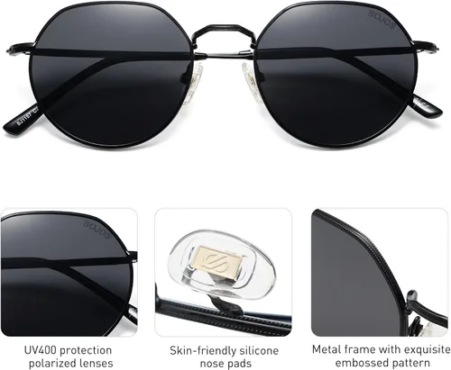 Miniatura 21 de SOJOS Gafas de sol polarizadas redondas de polígono para mujeres y hombres, retro, clásicas, vintage, Panto octogonales, SJ1157